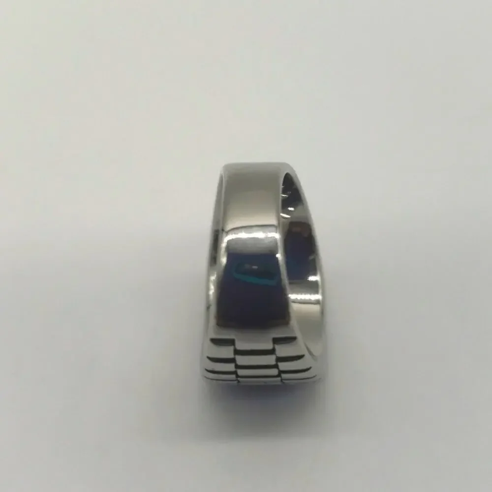 Men’s Royal Blue Cubic Zirconia Stainless Steel Ring Size 11.5 Handmade NWT